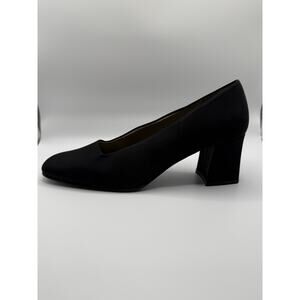 Bandolino Black Pumps 7.5 Minimalist Block Heel Classic Workwear Quiet Luxury